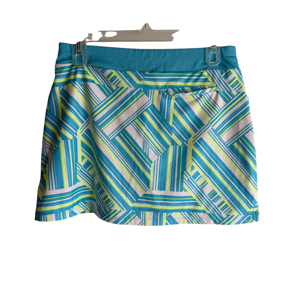 ADIDAS Golf Tennis Tween Bright Multicolor Geometric Stripe Girls Skort, XL - Picture 3 of 5